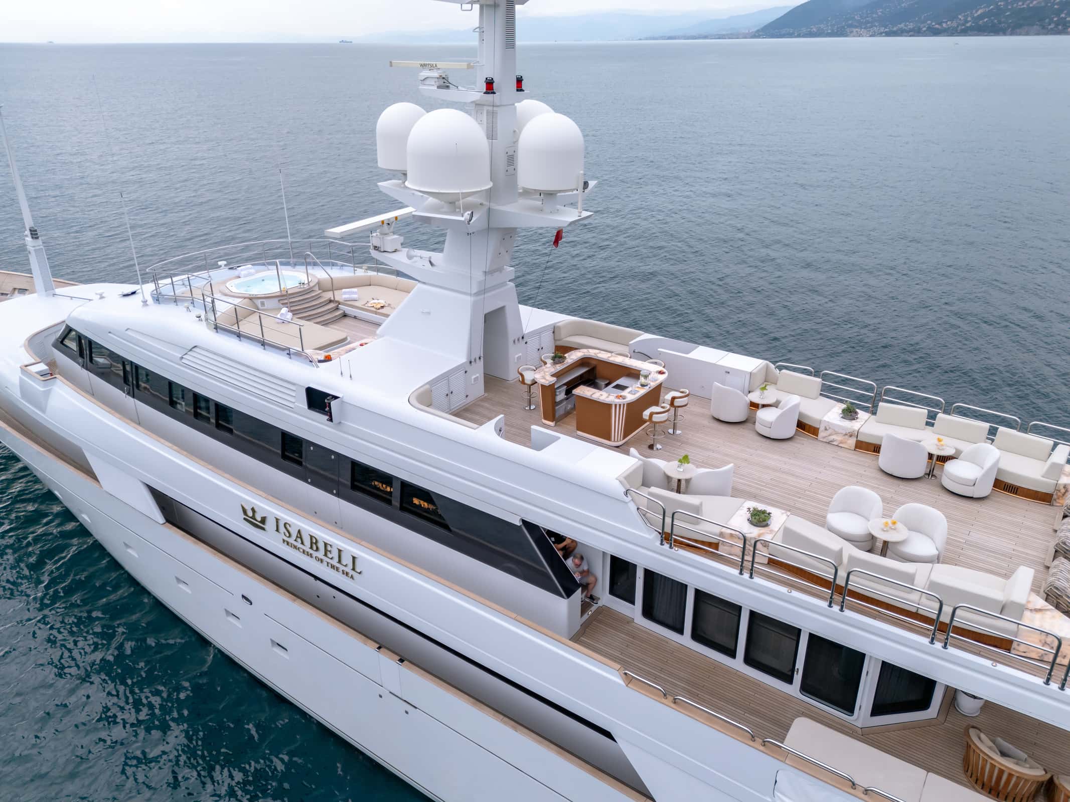 Isabell yacht exterior aerial view